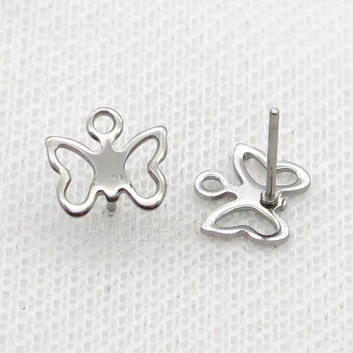 Raw Stainless Steel Stud Earring Butterfly