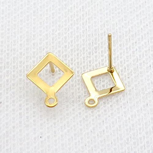 Stainless Steel Stud Earring Rhombic Gold Plated