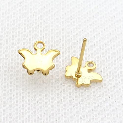 Stainless Steel Stud Earring Butterfly Gold Plated