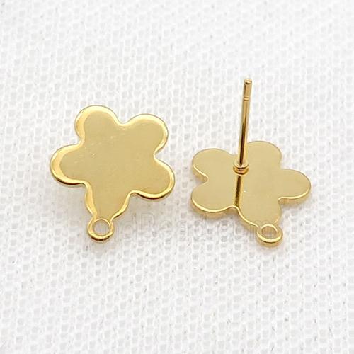 Stainless Steel Stud Earring Flower Gold Plated