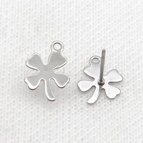 Raw Stainless Steel Stud Earring Clover
