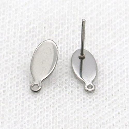 Raw Stainless Steel Stud Earring Oval