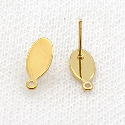 Stainless Steel Stud Earring Oval Gold Plated