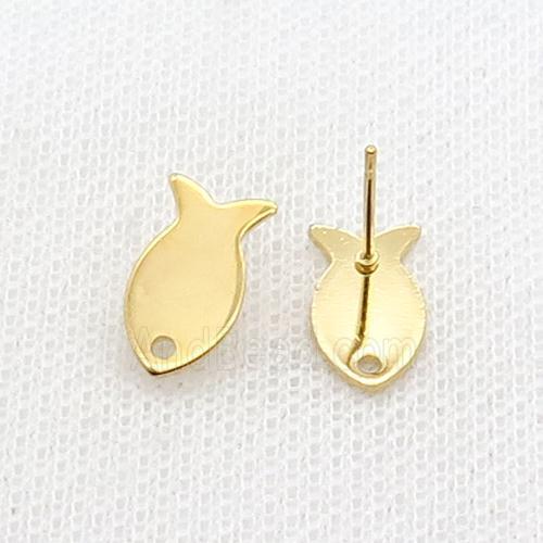 Stainless Steel Stud Earring Fish Gold Plated