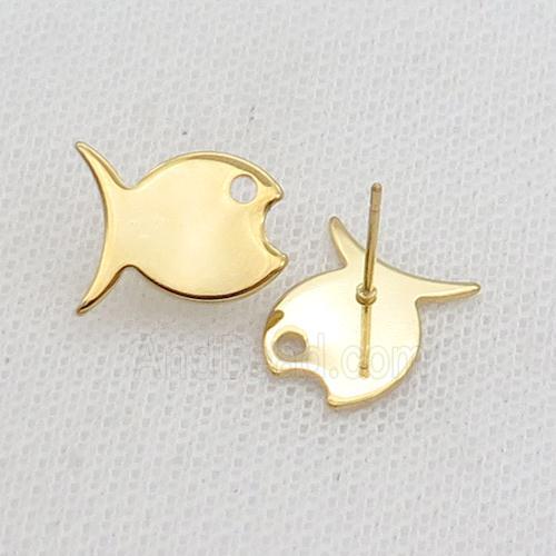 Stainless Steel Stud Earring Fish Gold Plated