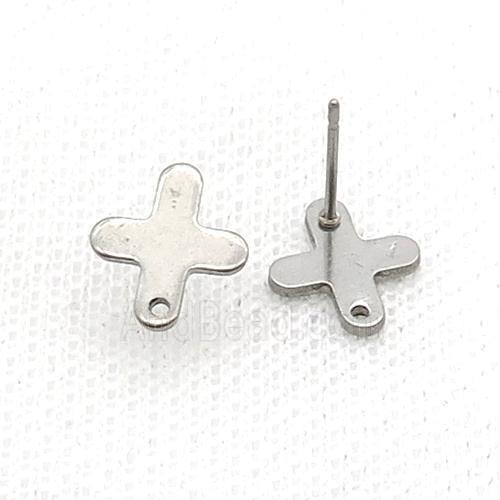 Raw Stainless Steel Stud Earring Cross
