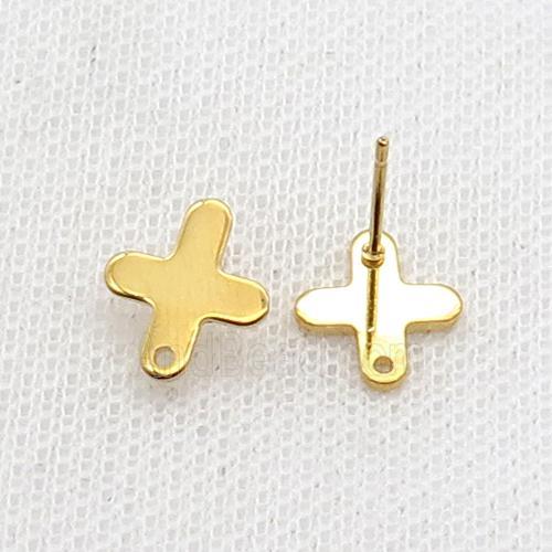 Stainless Steel Stud Earring Cross Gold Plated