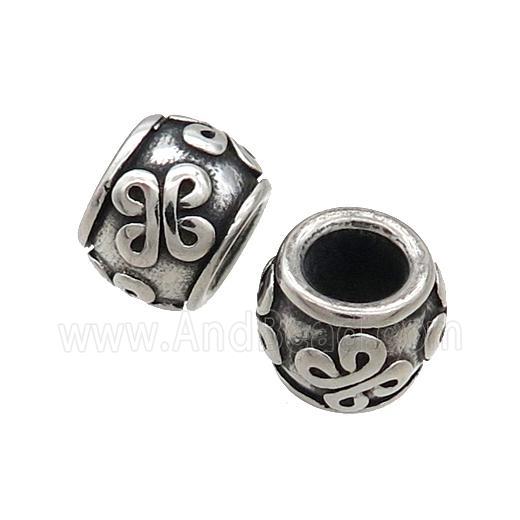 Stainless Steel Barrel Beads Large Hole Antique Silver