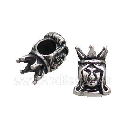 Stainless Steel Beads King Large Hole Antique Silver