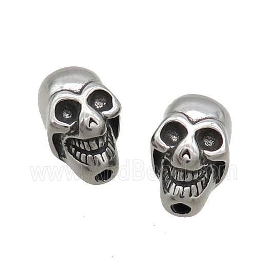 Stainless Steel Skull Beads Antique Silver