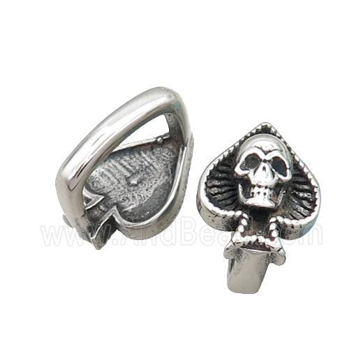 Stainless Steel Skull Beads Large Hole Antique Silver