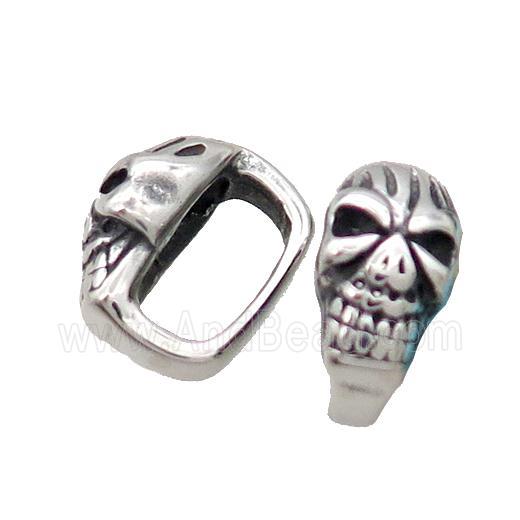 Stainless Steel Skull Beads Large Hole Antique Silver