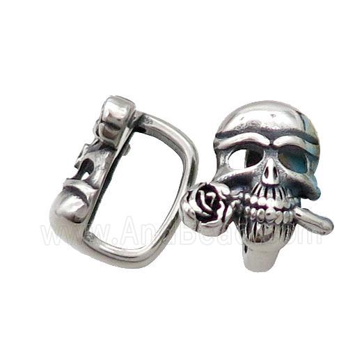 Stainless Steel Skull Beads Large Hole Antique Silver
