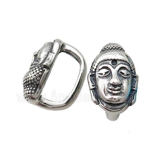 Stainless Steel Buddha Beads Large Hole Antique Silver