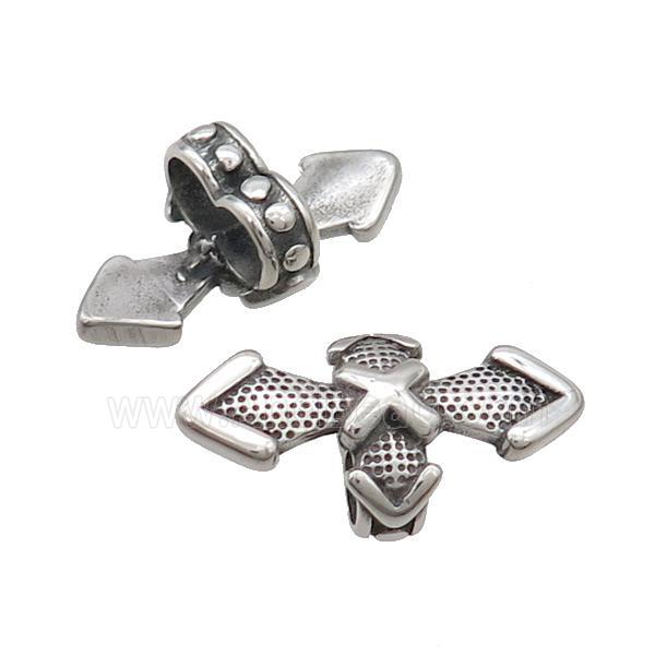 Stainless Steel Beads Cross Antique Silver