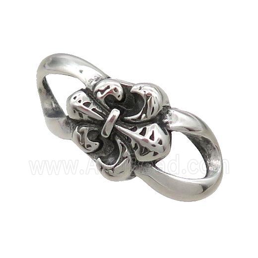Stainless Steel Connector Fleur De Lys Antique Silver