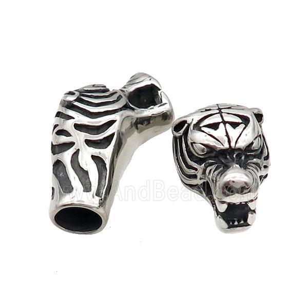 Stainless Steel CordEnd Tiger Antique Silver