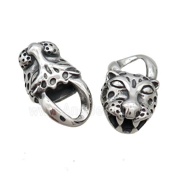 Stainless Steel Connector Leopard Antique Silver