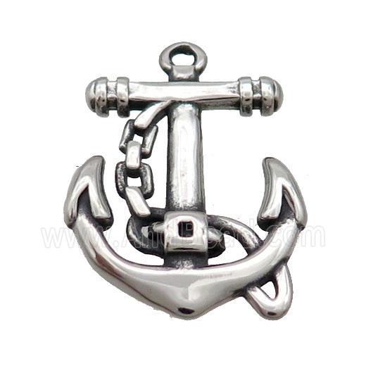 Stainless Steel Anchor Pendant Antique Silver