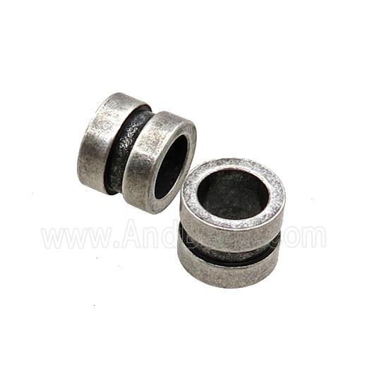 Stainless Steel Tube Beads Large Hole Antique Silver