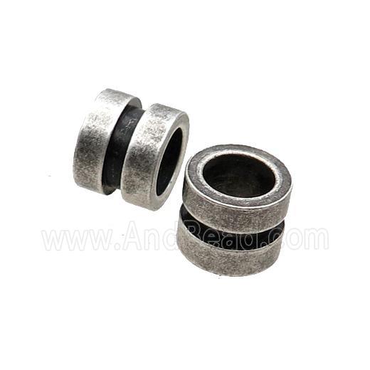 Stainless Steel Tube Beads Large Hole Antique Silver