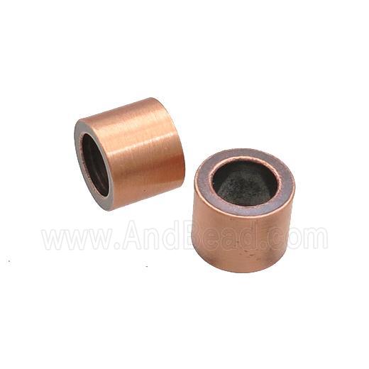 Stainless Steel Tube Beads Large Hole Antique Red