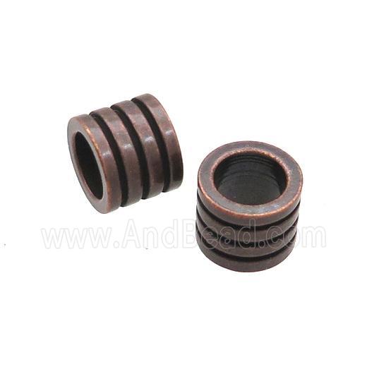 Stainless Steel Tube Beads Large Hole Antique Red