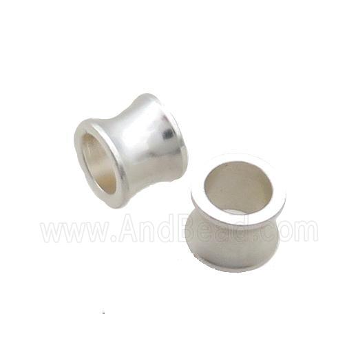 Stainless Steel Bamboo Beads Large Hole Shiny Silver Plated