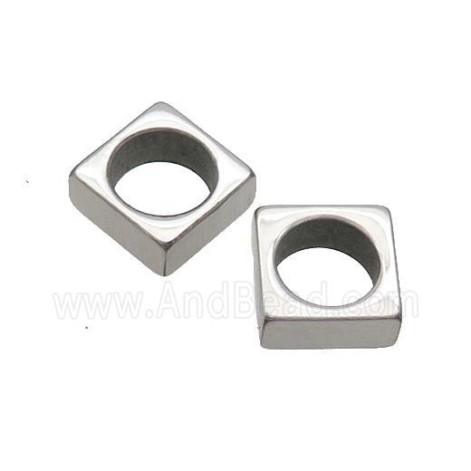 Raw Stainless Steel Square Beads Large Hole