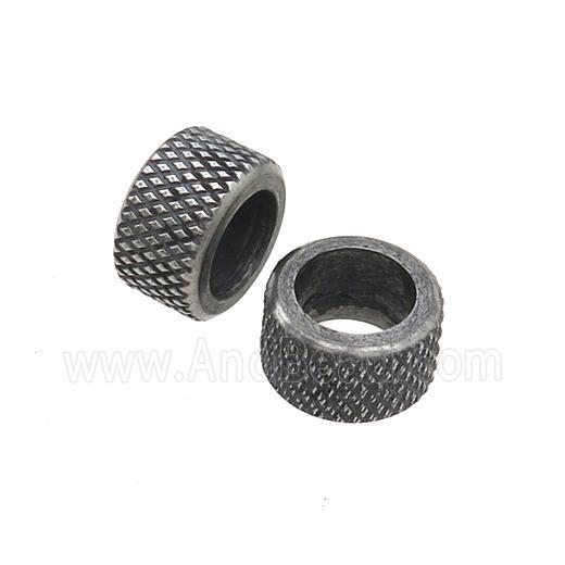 Stainless Steel Column Beads Large Hole Antique Silver