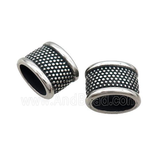 Stainless Steel Tube Beads Flat Large Hole Antique Silver