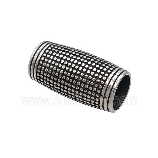 Stainless Steel Column Beads Large Hole Tube Antique Silver