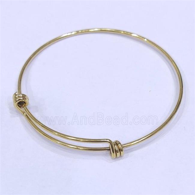 Stainless Steel Bangle Gold Plated Adjustable