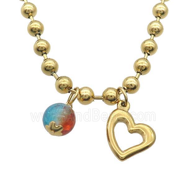 Stainless Steel Necklace Heart Gold Plated