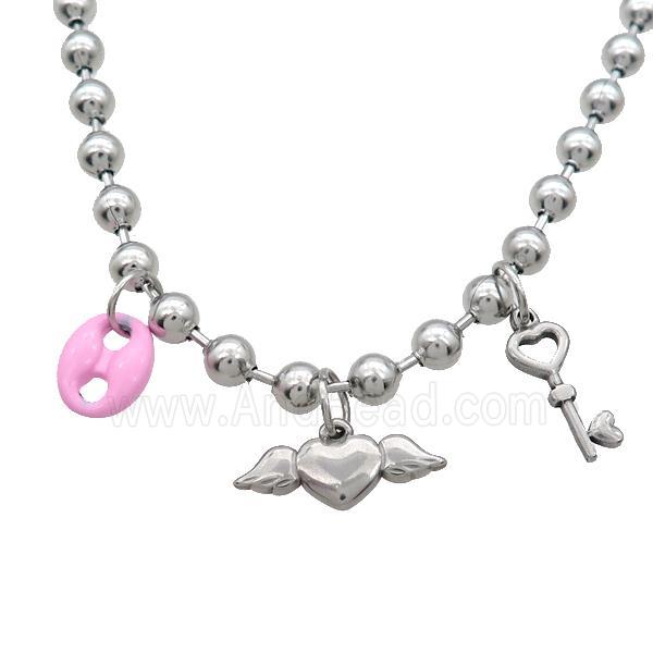 Raw Stainless Steel Necklace Key