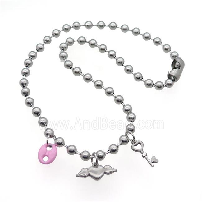 Raw Stainless Steel Necklace Key