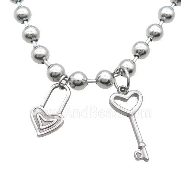 Raw Stainless Steel Necklace Lock Eye