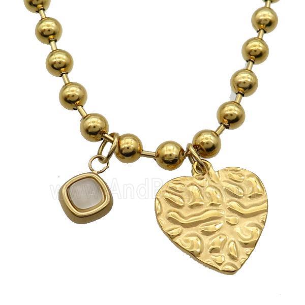 Stainless Steel Necklace Heart Gold Plated