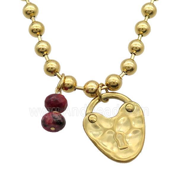 Stainless Steel Necklace Lock Gold Plated