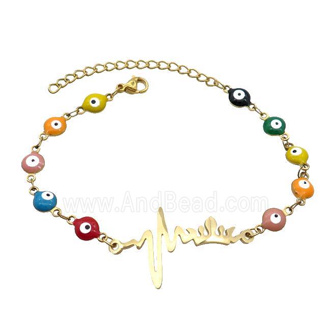 Stainless Steel Bracelets Evil Eye Multicolor Crown Gold Plated