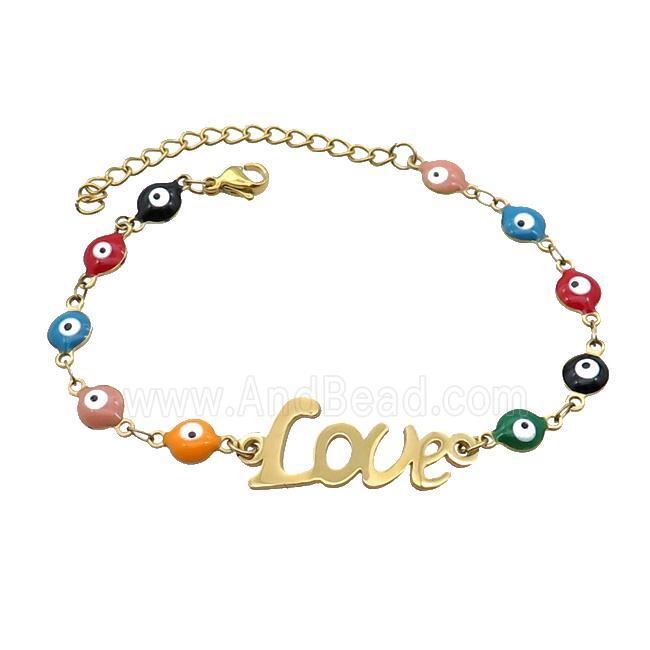 Stainless Steel Bracelets Evil Eye Multicolor LOVE Gold Plated