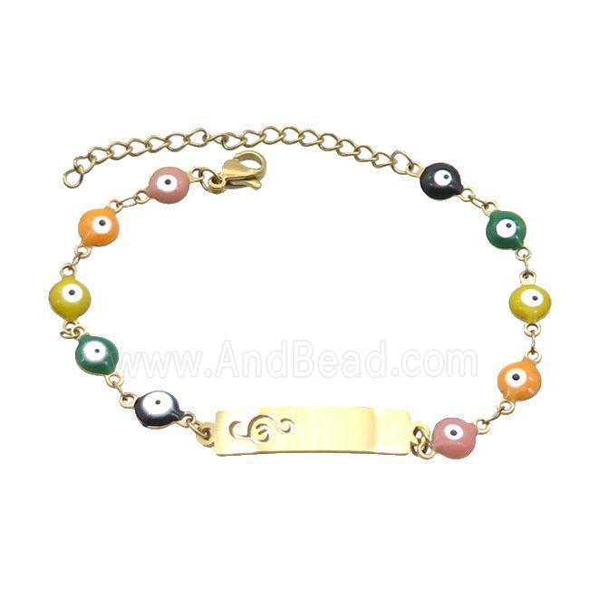 Stainless Steel Bracelets Evil Eye Multicolor Gold Plated