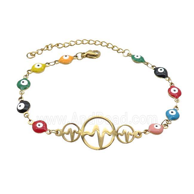 Stainless Steel Bracelets Evil Eye Multicolor Gold Plated