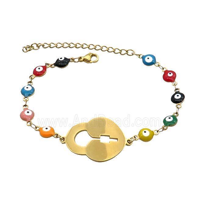 Stainless Steel Bracelets Evil Eye Multicolor Lock Gold Plated