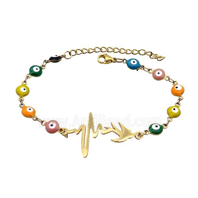 Stainless Steel Bracelets Evil Eye Multicolor Gold Plated