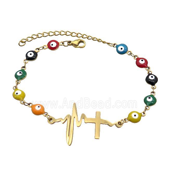 Stainless Steel Bracelets Evil Eye Multicolor Cross Gold Plated