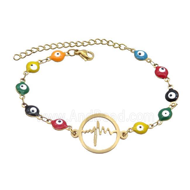 Stainless Steel Bracelets Evil Eye Multicolor Cardiogram Gold Plated