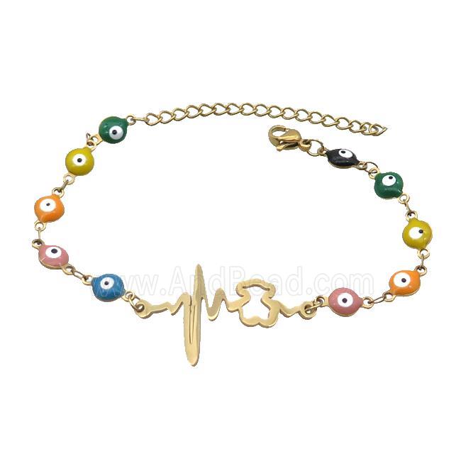 Stainless Steel Bracelets Evil Eye Multicolor Bear Gold Plated