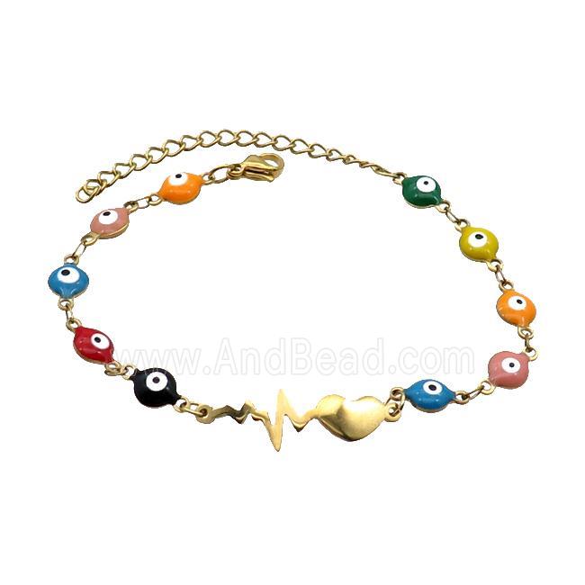 Stainless Steel Bracelets Evil Eye Multicolor Gold Plated