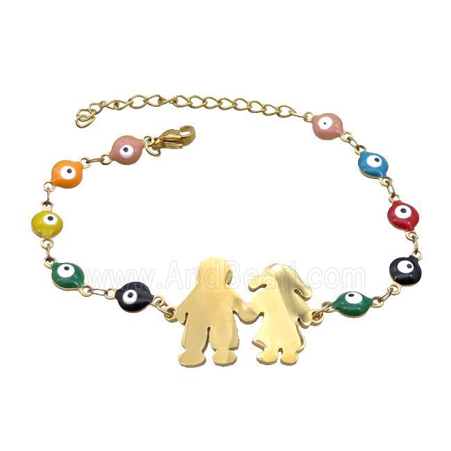 Stainless Steel Bracelets Evil Eye Multicolor Couple Gold Plated